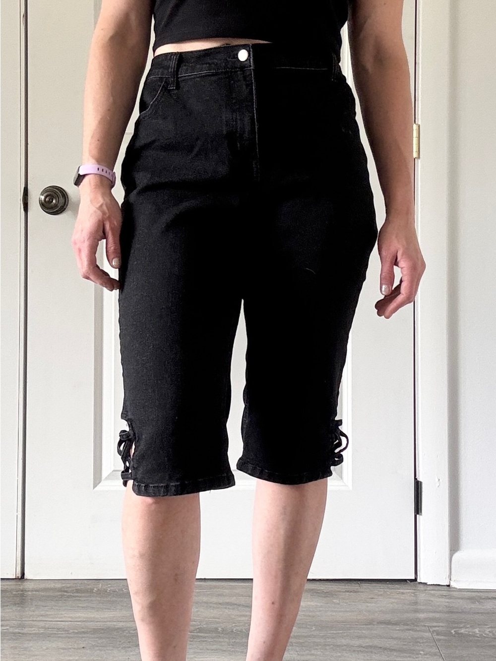 Blair Black Denim High Rise Pedal Pushers Capris 16 Petit